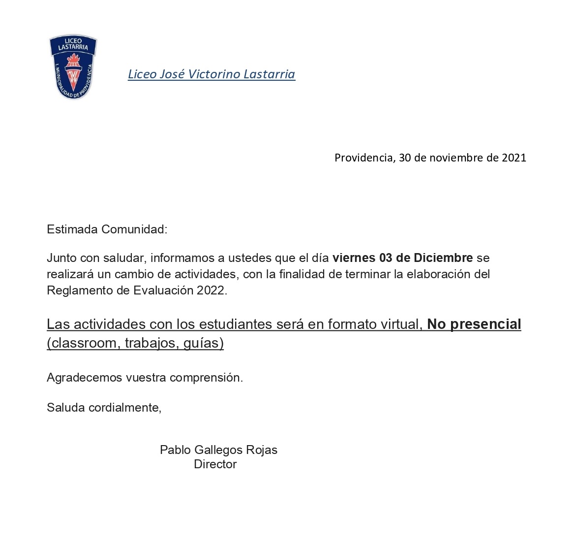 Comunicado 03 de dic
