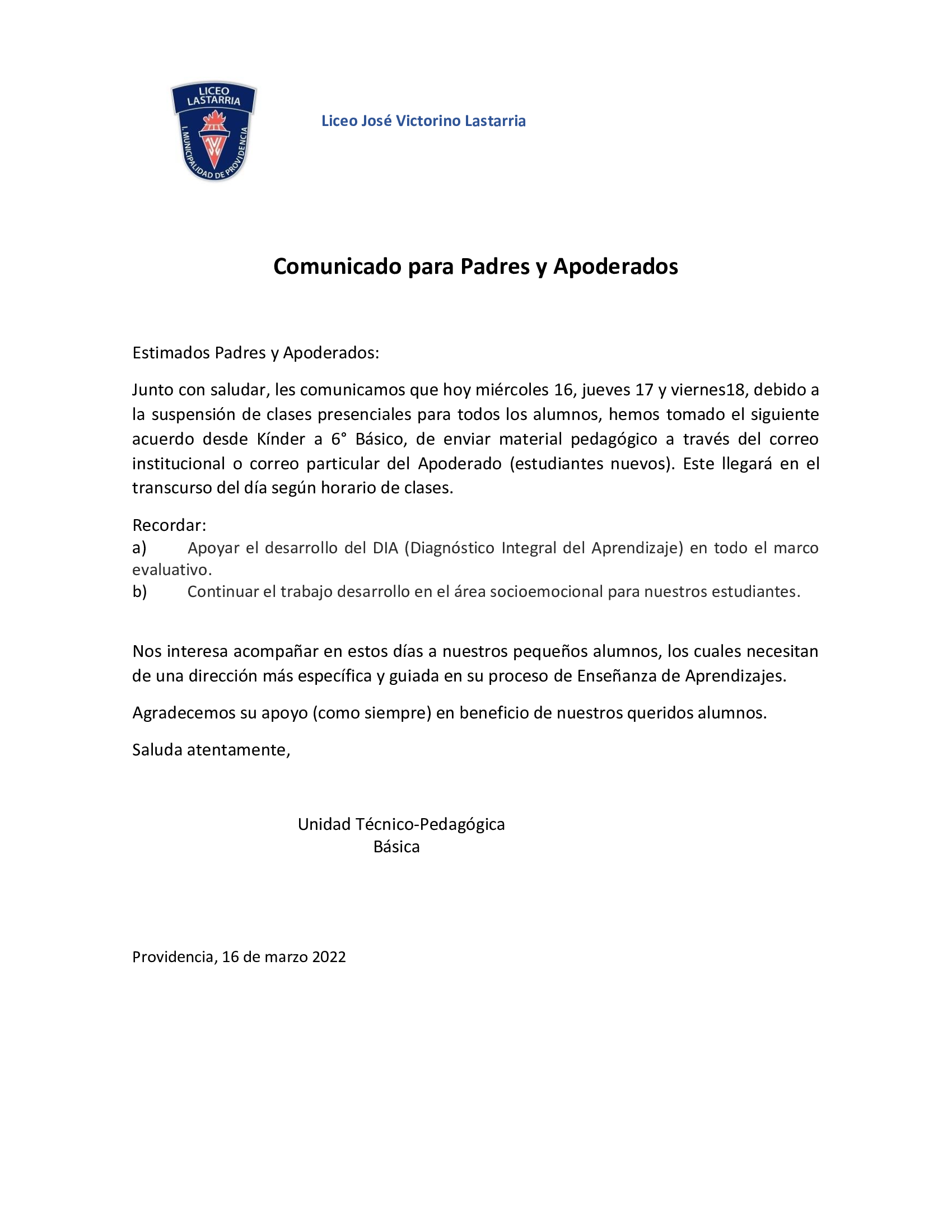 Comunicado UTP Bsica