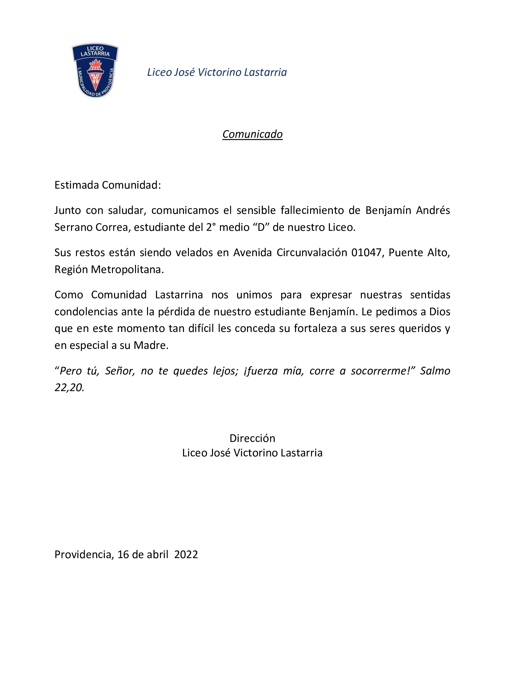 Comunicado fallecimiento 1